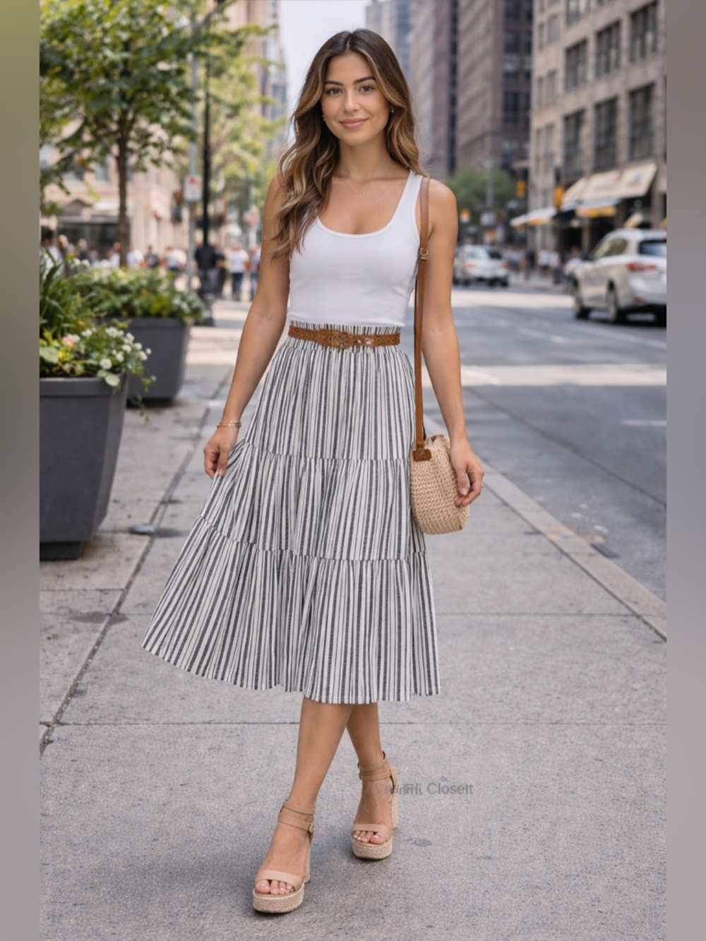 Convertible Smocked Maxi Skirt Dress Plus Size 3X (24W–26W) Riviera Stripe NWT - Picture 2 of 9